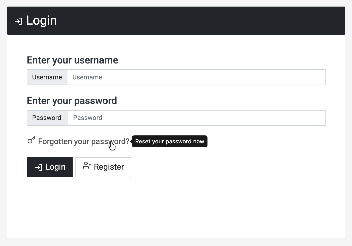 Forgotten Password link