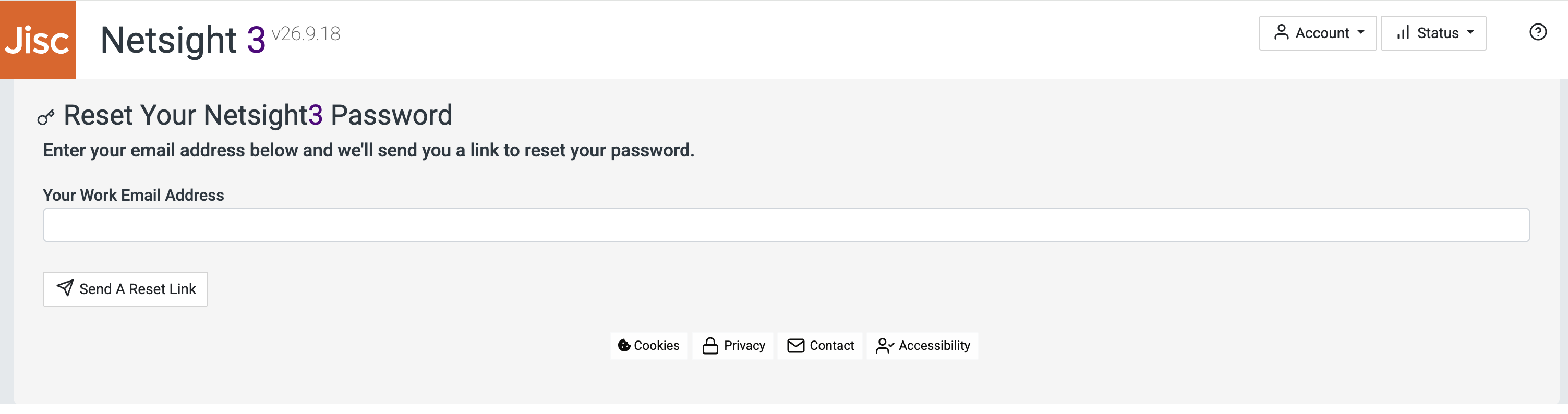 Reset Password screen
